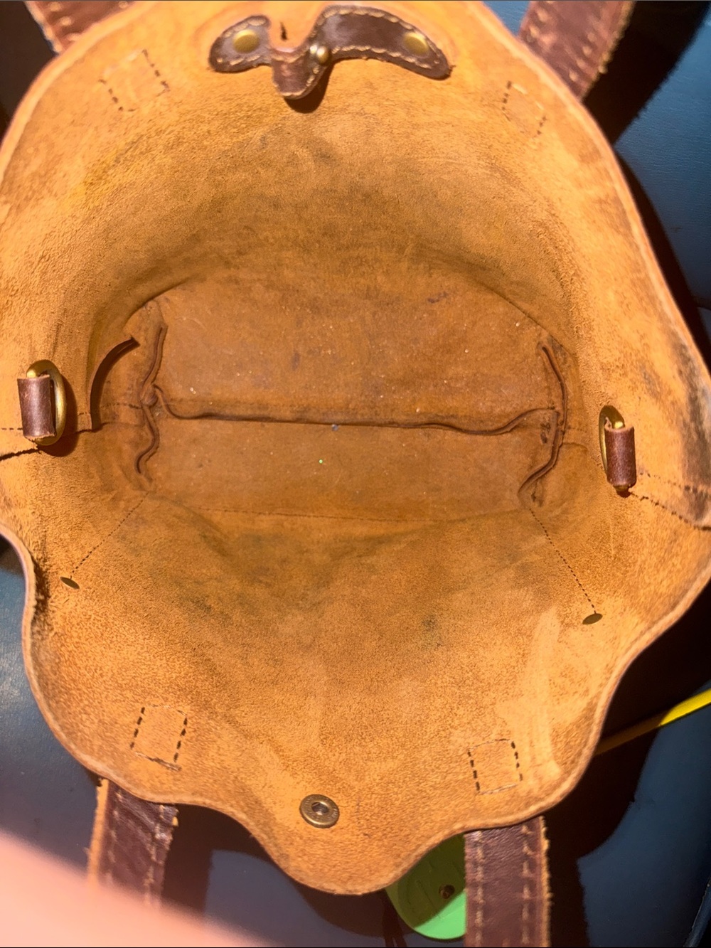 Portland Brown Leather Tote with Front Pocket and shoulder strap. - Picture 3 of 6